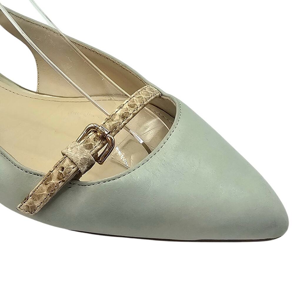 Coach Wooster Blue Green Snakeskin Leather Slingback Pointed Toe Flats - Picture 8 of 11